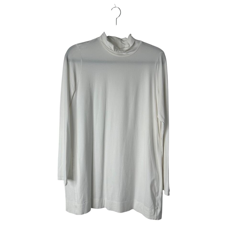 J Jill Luxe Supima Everyday Turtleneck Tunic Size L Ivory‎ Long Sleeve Capsule